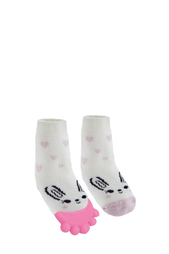 Babyjem Diş Kaşıyıcılı Havlu Bebek Çorabı Pembe 6-12 ay - Babyjem 