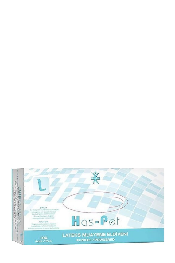 Has-Pet Lateks Muayene Eldiveni Pudralı Large 100 Adet - Has-Pet