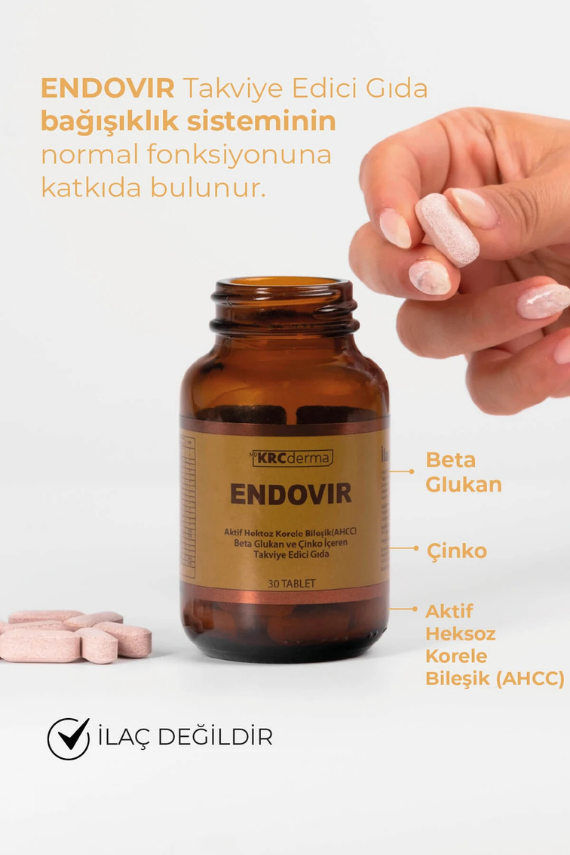 KRCDerma Endovir AHCC Immun Destekleyici Tablet 30 Tablet (1700 mg) - 3