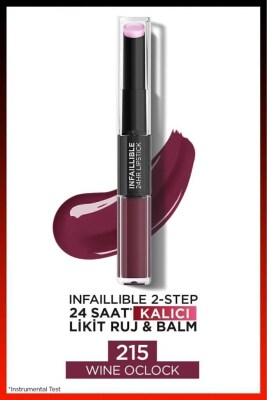 Loreal Paris Infaillible 2-Step 24 Saat Kalıcı Likit Ruj ve Balm 215 Wine Oclock - L'Oréal Paris