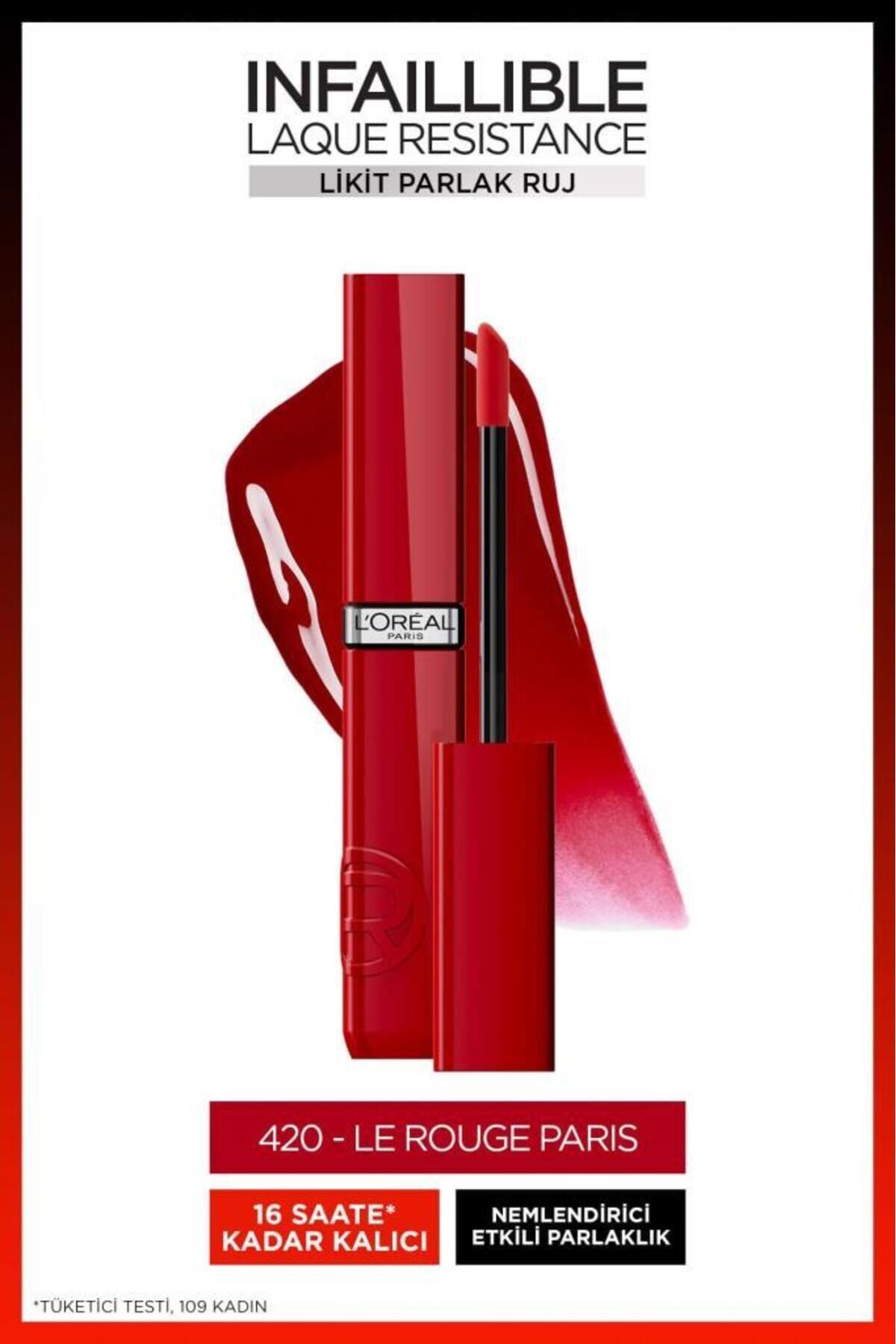 Loreal Paris Infaillible Laque Resistance Likit Parlak Ruj 420 Rouge Paris - 1