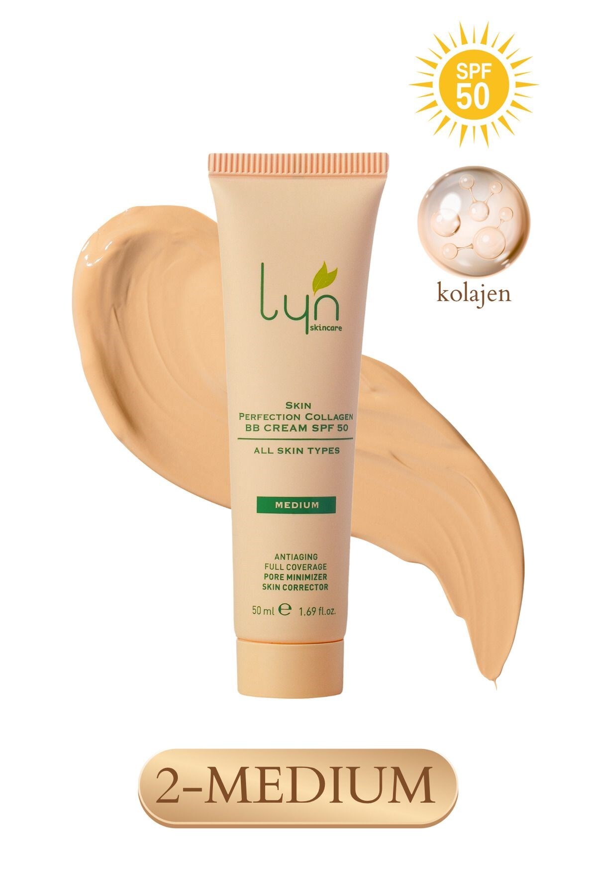 Lyn Cilt Mükemmelleştiren Kolajen BB Krem SPF50 Medium - 1