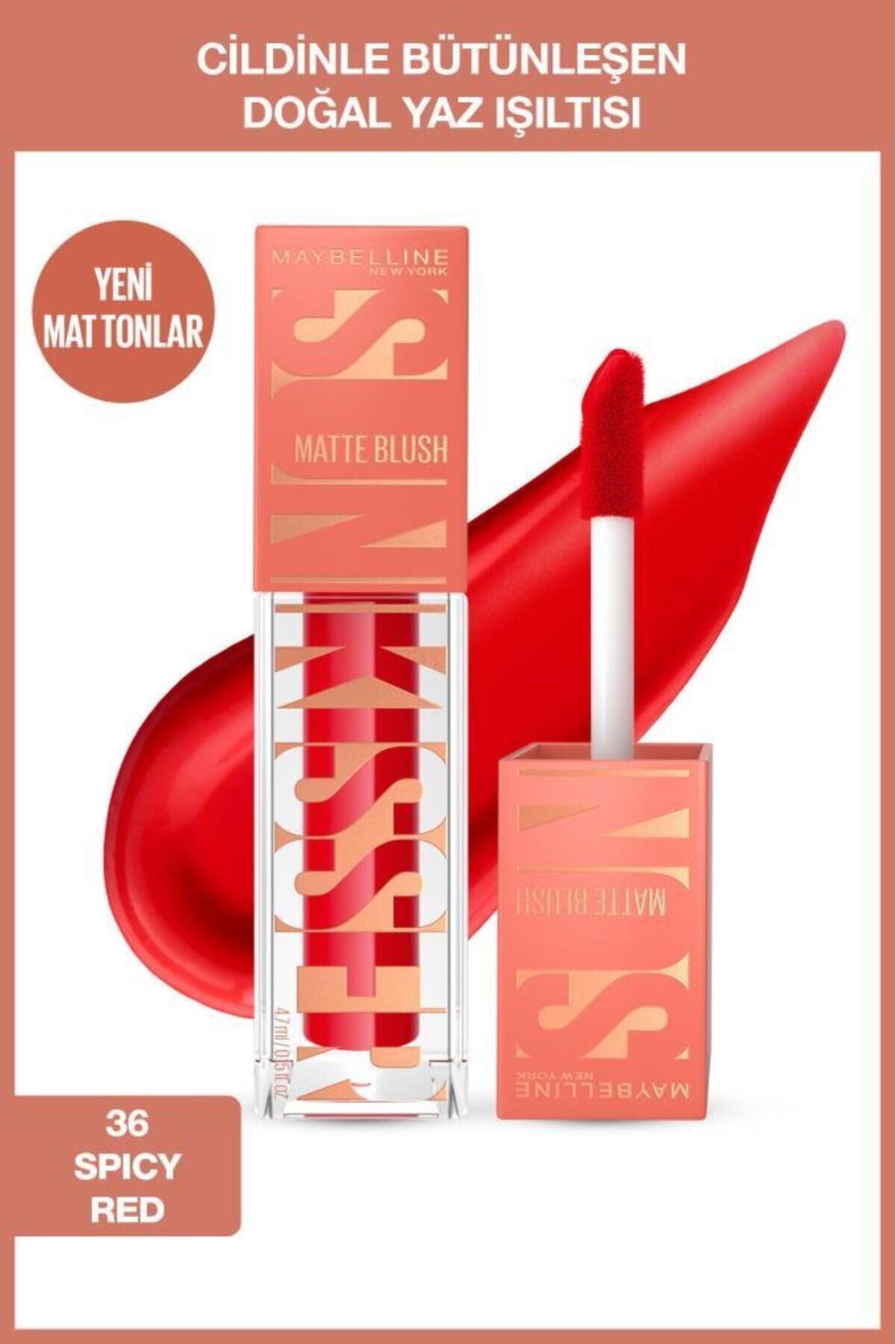 Maybelline New York Sunkisser Hazy Matte Likit Allık 36 Spicy Red - Maybelline