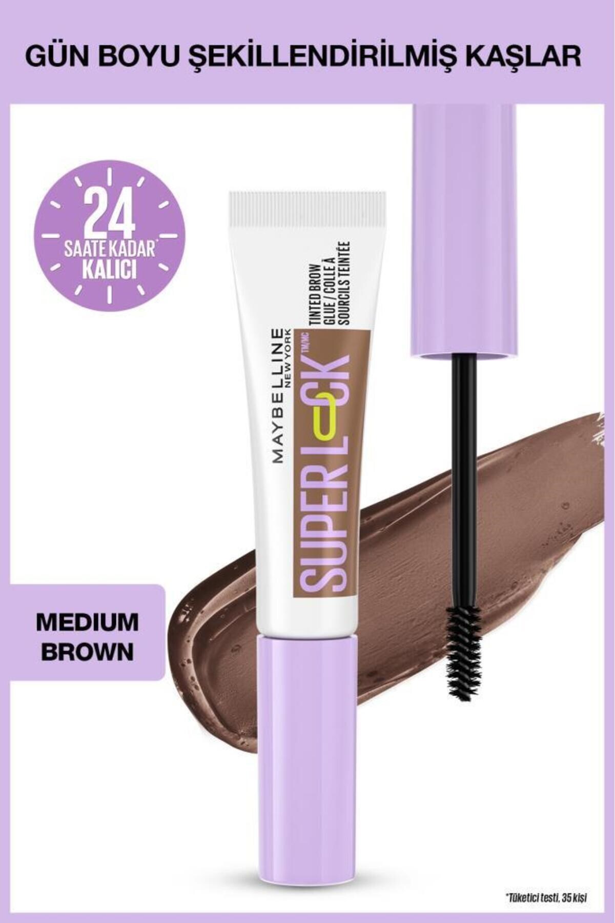Maybelline New York Super Lock Brow Glue Kaş Sabitleyici Maskara Medium Brown - Maybelline
