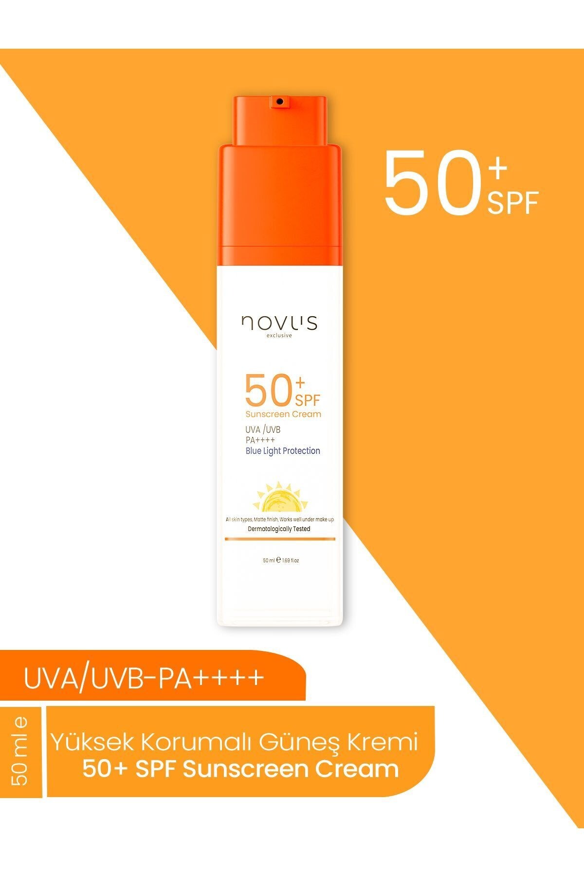 Novus 50+SPF Leke Karşıtı Yüksek UV Korumalı Güneş Kremi PA+++ Mavi Işık Koruması - 1