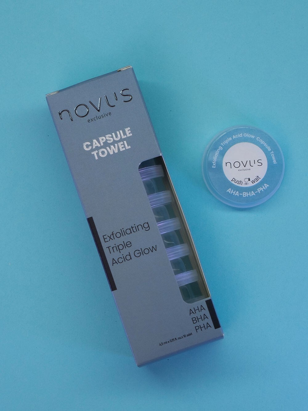 Novus AHA BHA PHA Exfoliating Triple Acid Glow Leke-Akne Karşıtı Eksfoliyant Mendil - Novus