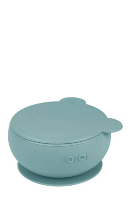 OiOi Kapaklı Silikon Kase Vakum Tabanlı | Aqua Green - OiOi