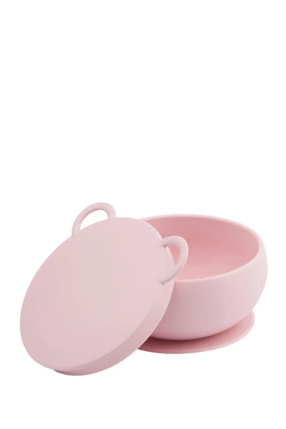 OiOi Kapaklı Silikon Kase Vakum Tabanlı | Pinky Pink - OiOi