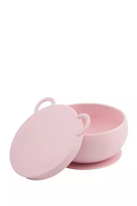 OiOi Kapaklı Silikon Kase Vakum Tabanlı | Pinky Pink - 1