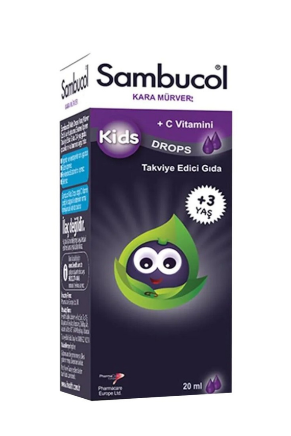 Sambucol Kids Drops Kara Mürver ve Kuşburnu İçeren Takviye Edici Gıda Damlası 20 ml - 1