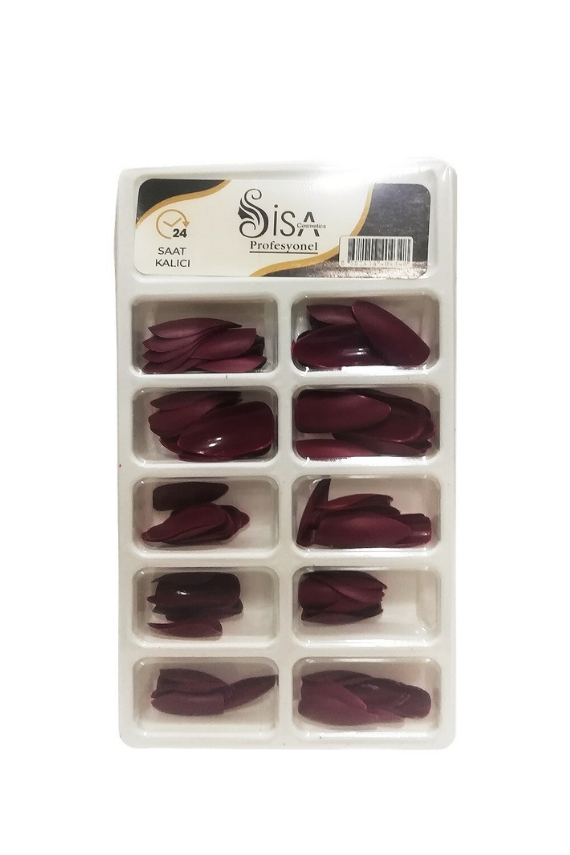Sisa Profesyonel Plastik Takma Tırnak Bordo - Sisa