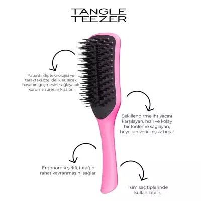Tangle Teezer The Ultimate Blow Dry Regular Shocking Cerise Pink Saç ve Fön Fırçası - 3