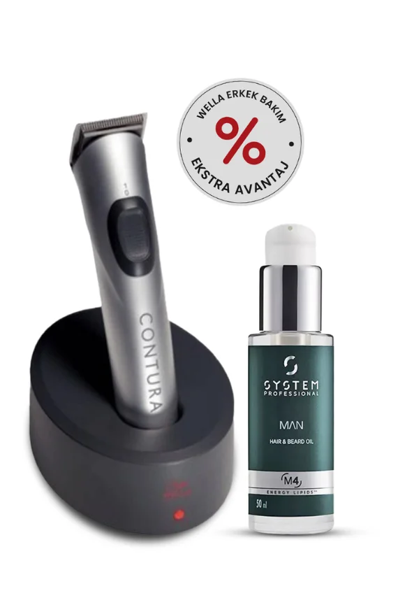 Wella System Professional Contura Tıraş Makinesi ve Saç ve Sakal Yağı 50 ml Set - Wella System Professional